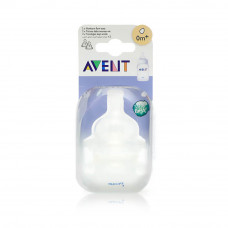 Avent 2 Silicone Teats 1Hole 0M+ Avent 2 Silicone Teats 1Hole 0M+
